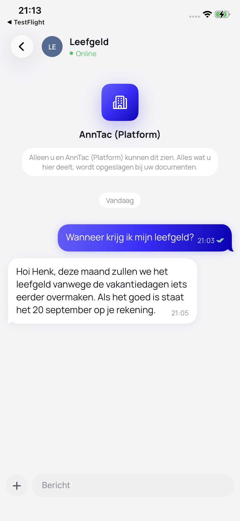 Das Gespräch in der Klienten-App
