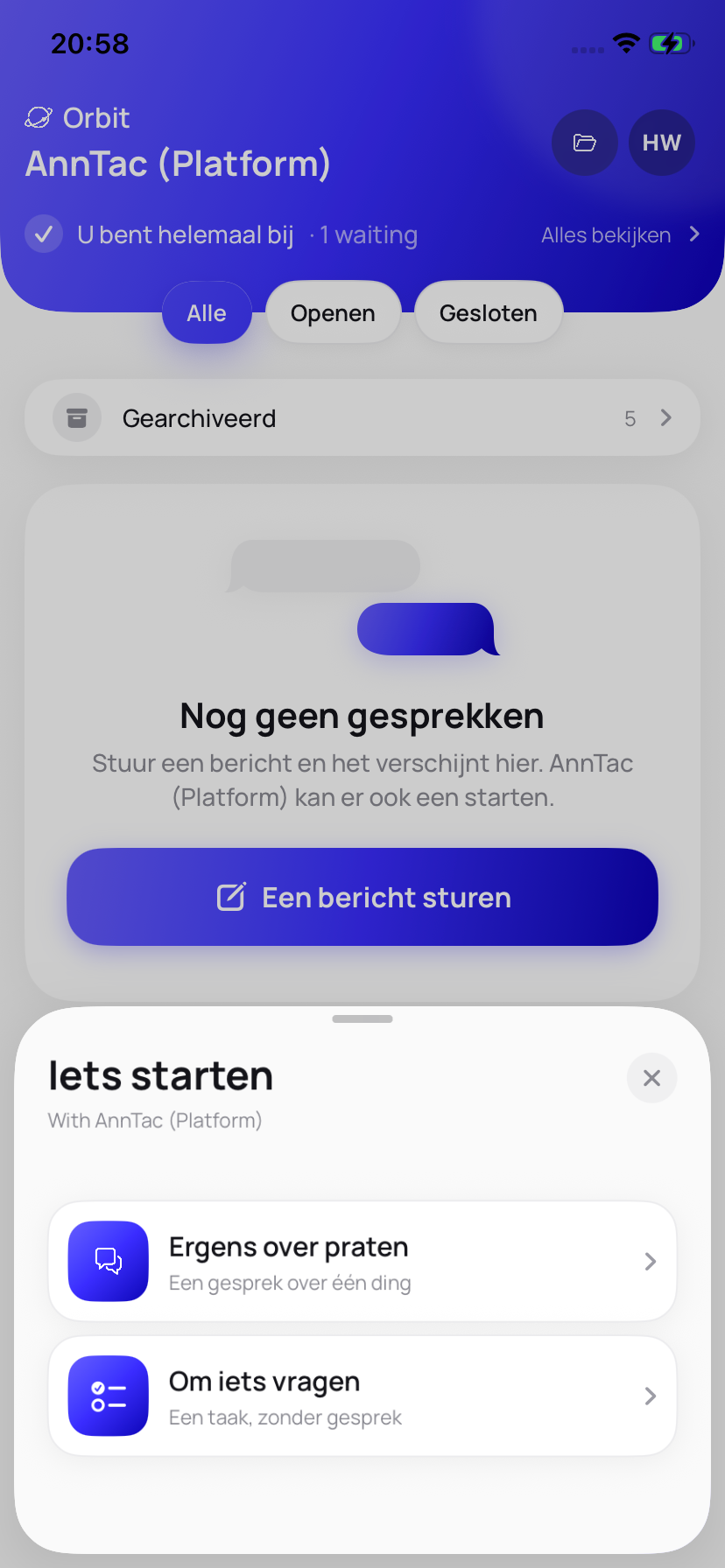 Gespräch oder Anfrage beginnen